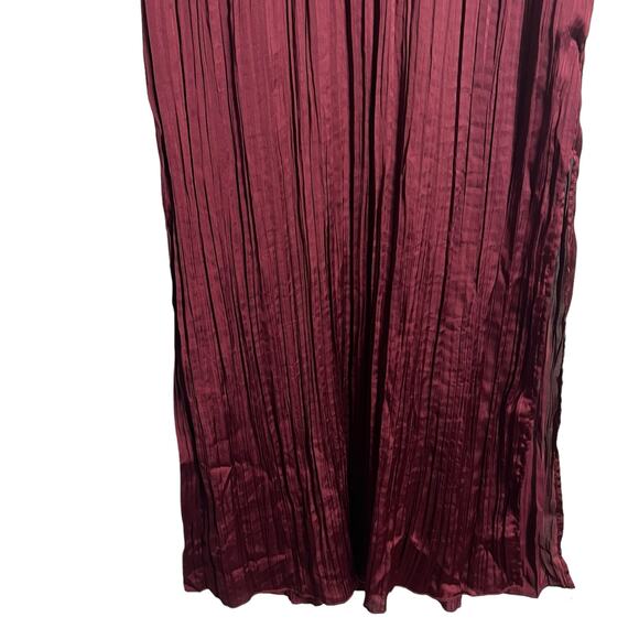 Madewell Mulberry Wine Oversized Short-Sleeve Slip Midi Dress Plissé Size XS - Picture 10 of 15